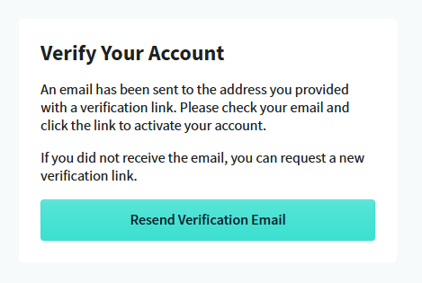 screenshot showing the resend verification email option