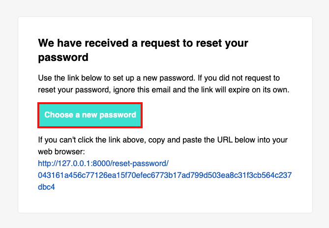 screenshot showing the choose a new password tab