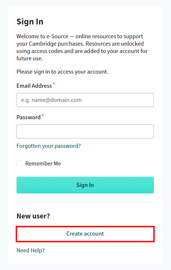 screenshot showing where to click to create an account
